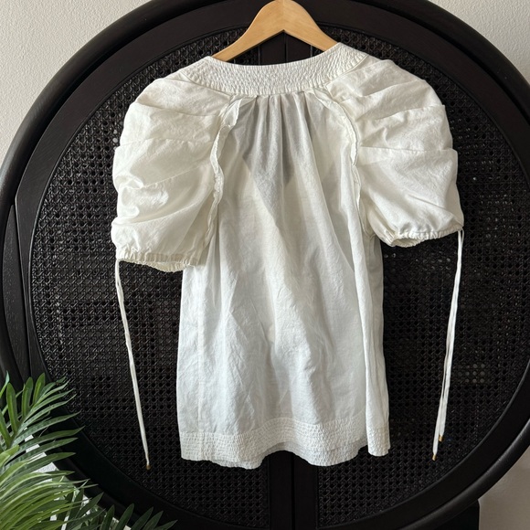 Anthropologie White Puff Sleeve Blouse - Picture 7 of 13
